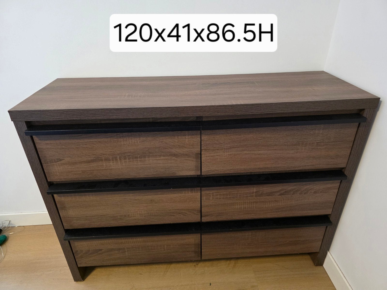 Commode met 6 laden - Donkerbruin (120x41x86.5H), Ophalen, Gebruikt, 100 tot 150 cm, 5 laden of meer