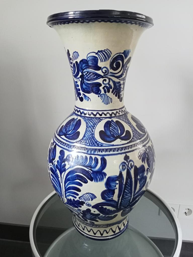 Vintage handbeschilderde keramische vaas uit Korond (Corund), Ophalen of Verzenden