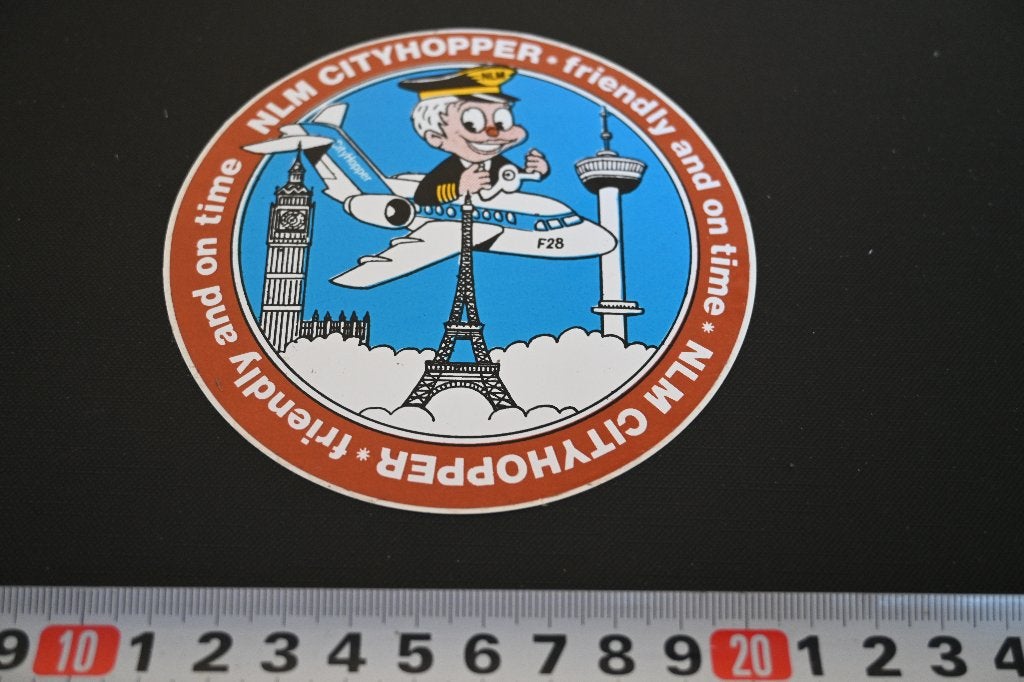 sticker NLM Cityhopper Friendly and on time FOKKER F28 *, Ophalen of Verzenden, Zo goed als nieuw