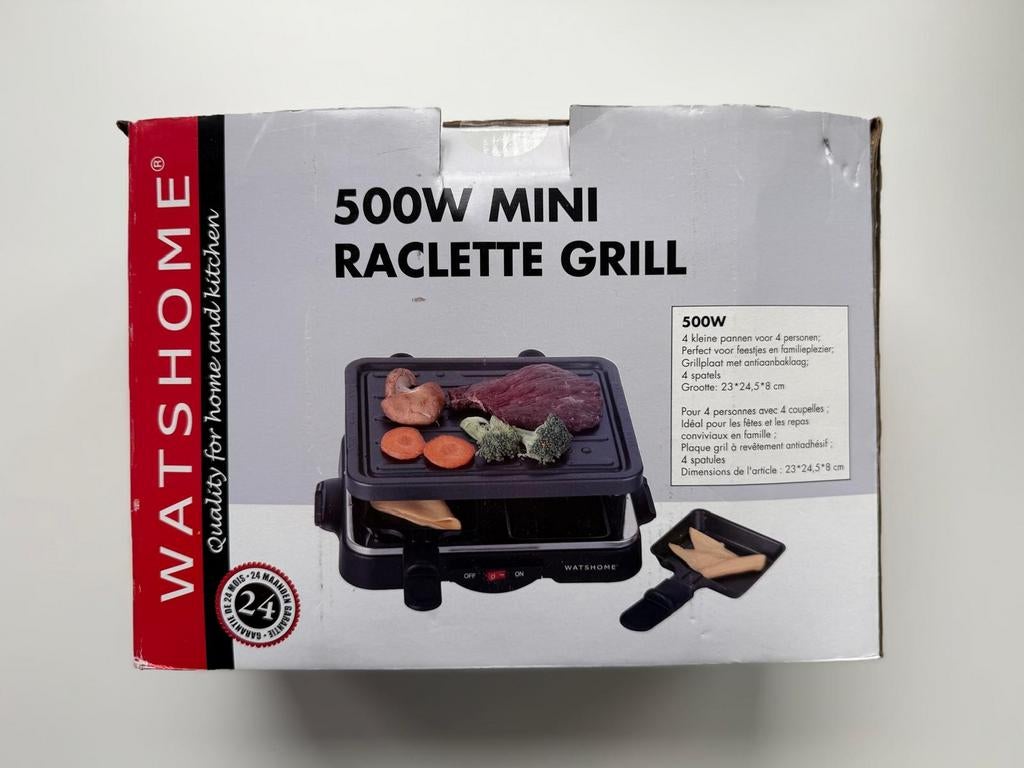 WATSHOME 500W Mini Raclette Grill - Nieuw in doos, Ophalen, Nieuw, Minder dan 4 personen