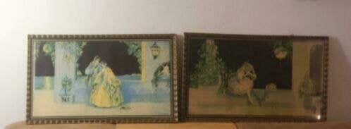 2 x litho 1920 Mary Gold trust  carnival time balcony scène, Ophalen