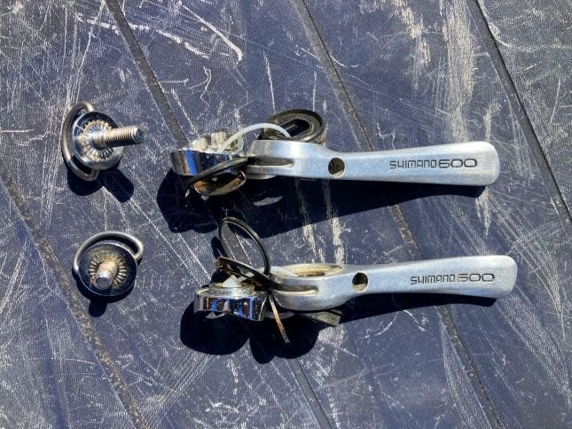 Shimano 600EX SL-6207 buiscommandeurs 7 spd., Fietsen en Brommers, Gebruikt, Overige typen, Oldtimerfiets, Ophalen of Verzenden