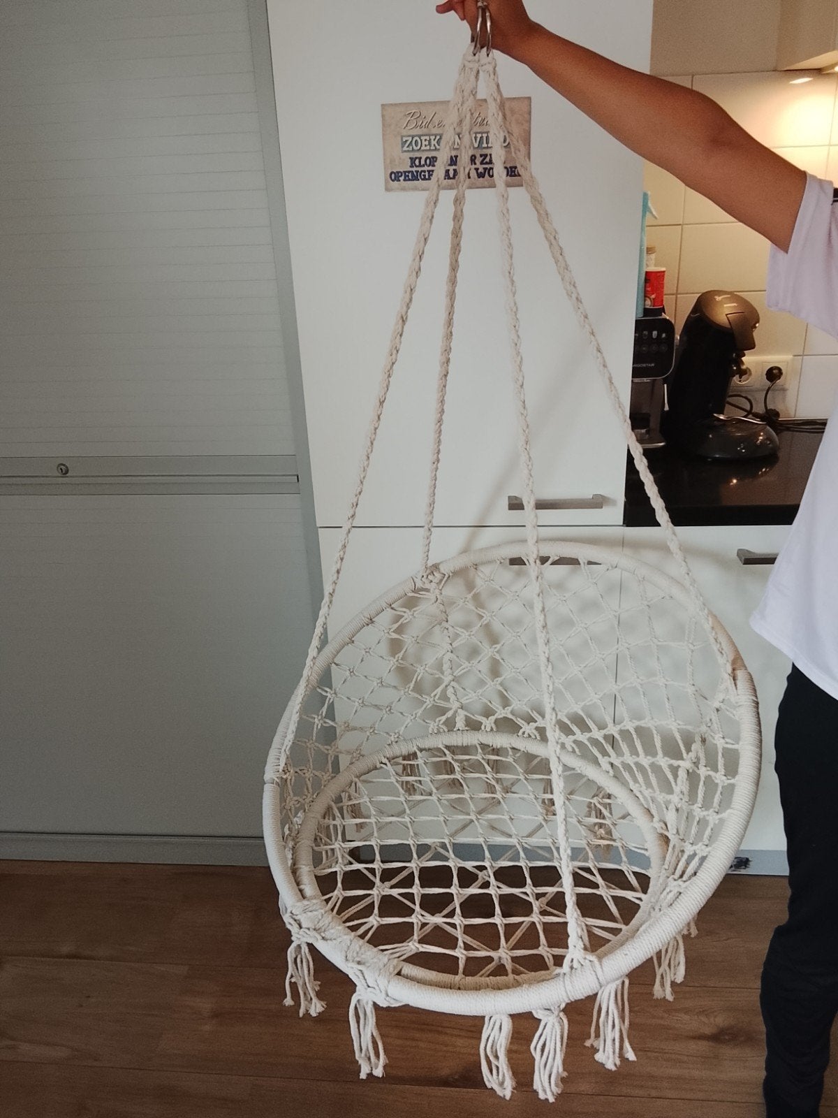 Tillvex Macrame Hangstoel - Nieuw, Huis en Inrichting, Stoelen, Tillvex, Wit, Onbekend, Nieuw