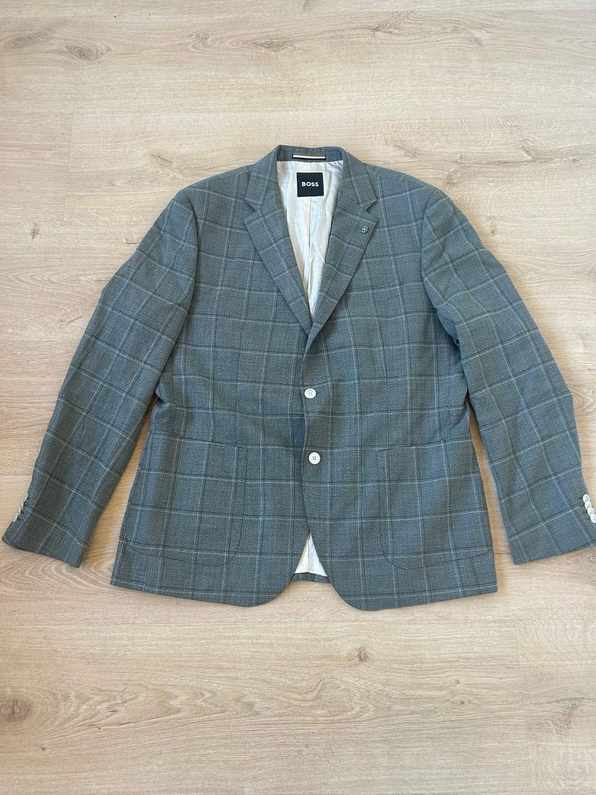 BOSS Heren Blazer H-janson  - Grijs Geruit - Maat 56, Kleding | Heren, Ophalen of Verzenden, Zo goed als nieuw, Maat 56/58 (XL)
