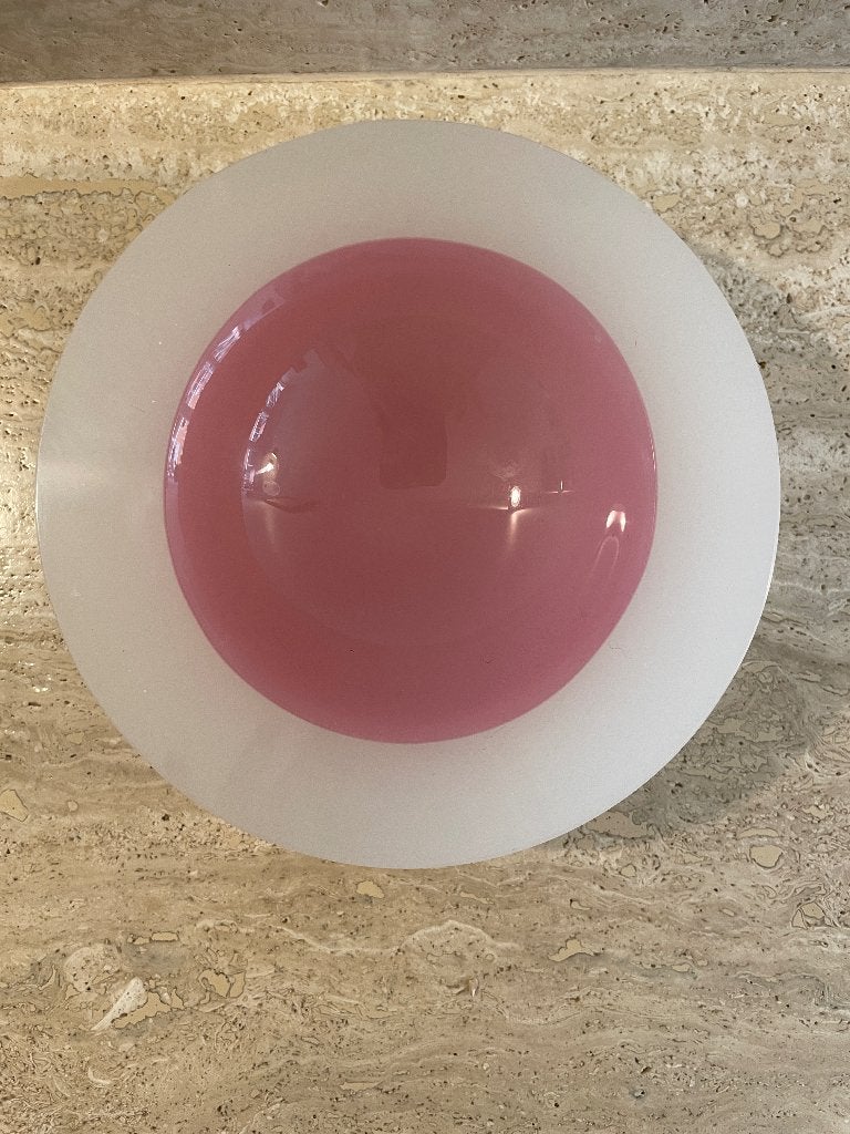 Seguso Sommerso Murano wit & roze schaal, 1950, Ophalen of Verzenden