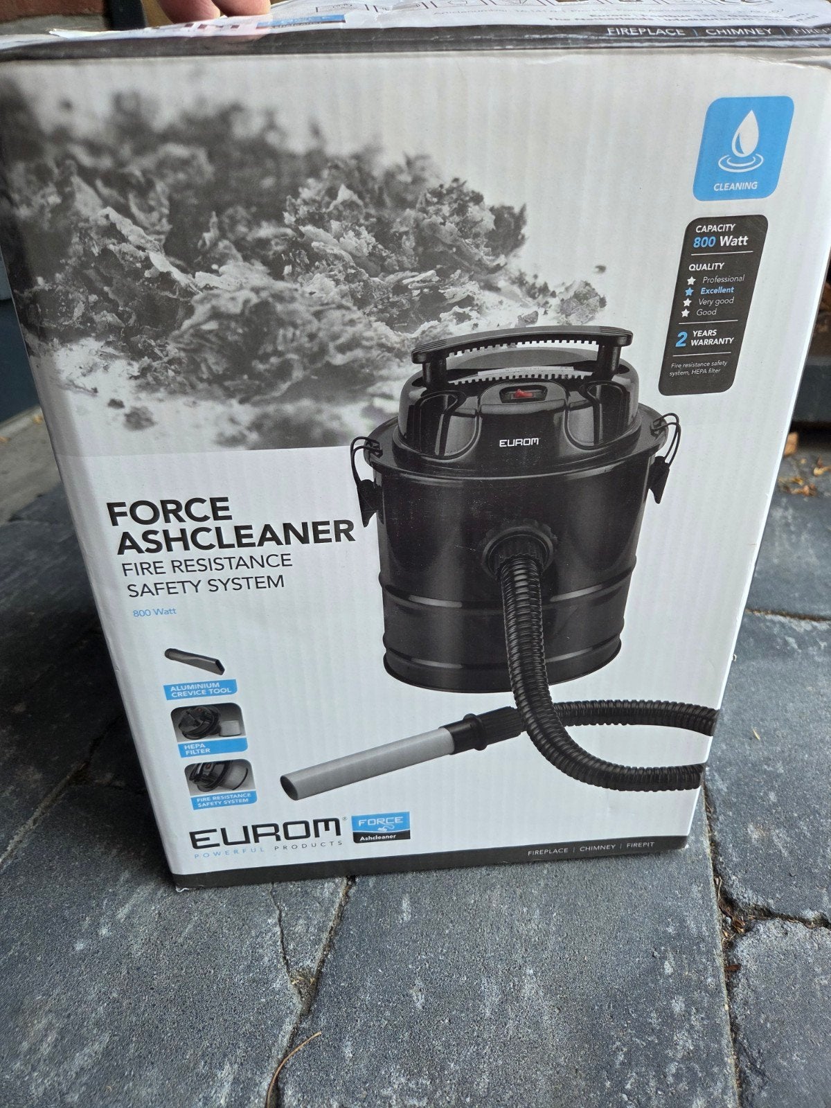 Eurom Force Ashcleaner 800 Watt - Asstofzuiger, Ophalen, Gebruikt, Industriële stofzuiger, Minder dan 1200 watt