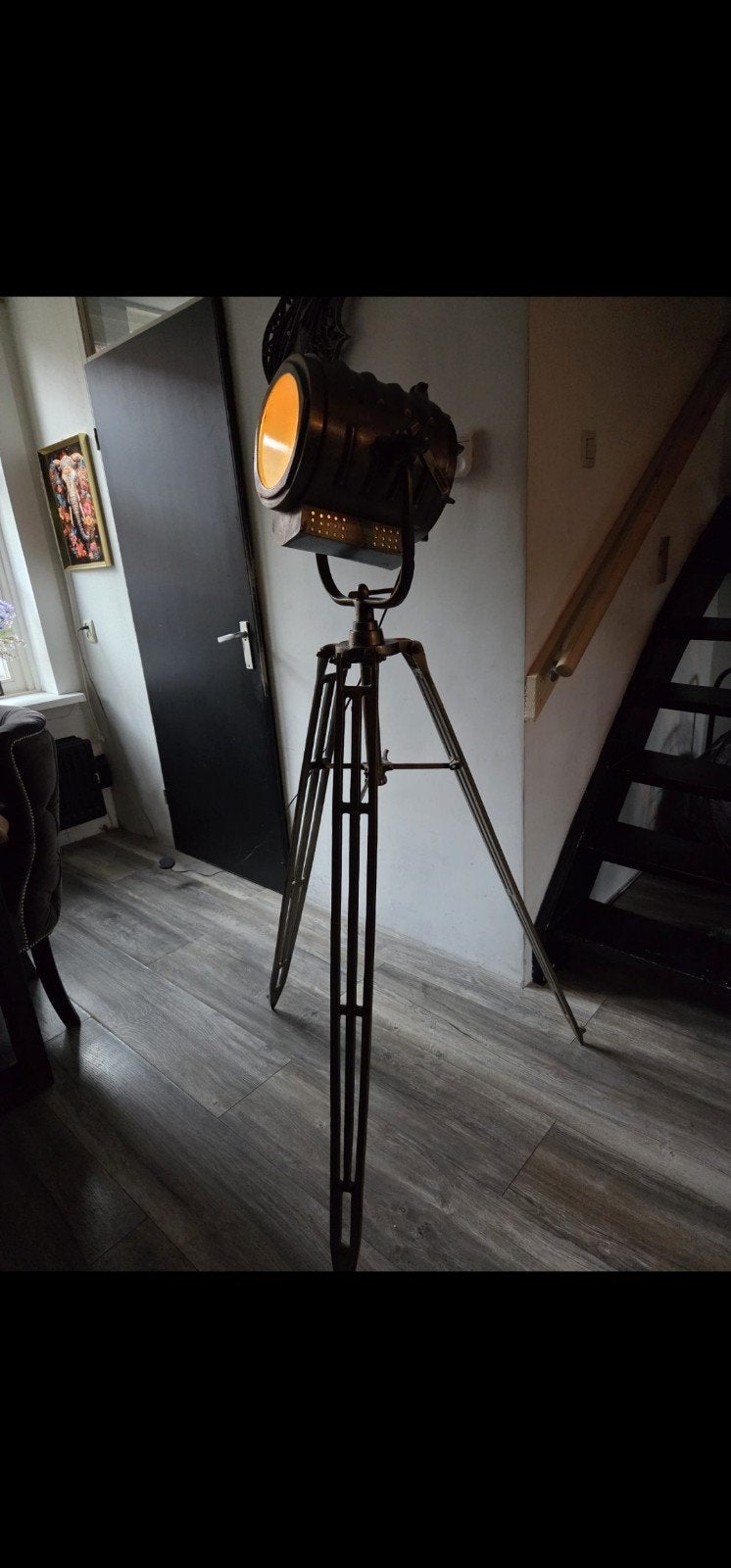 Mooie messing vloerlamp - 165 cm hoog, Ophalen, Gebruikt, Metaal, 150 tot 200 cm