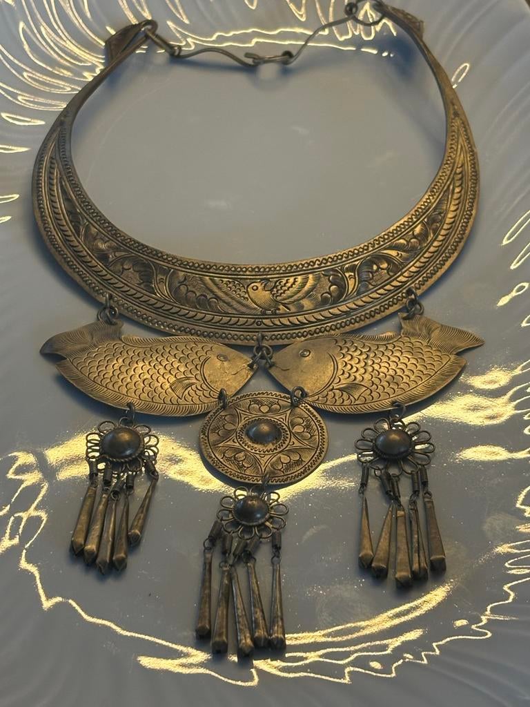 Vintage Hmong Miao Halsketting met Hangers, Overige kleuren, Thrifter, Ophalen of Verzenden, Ossenkamppad 25