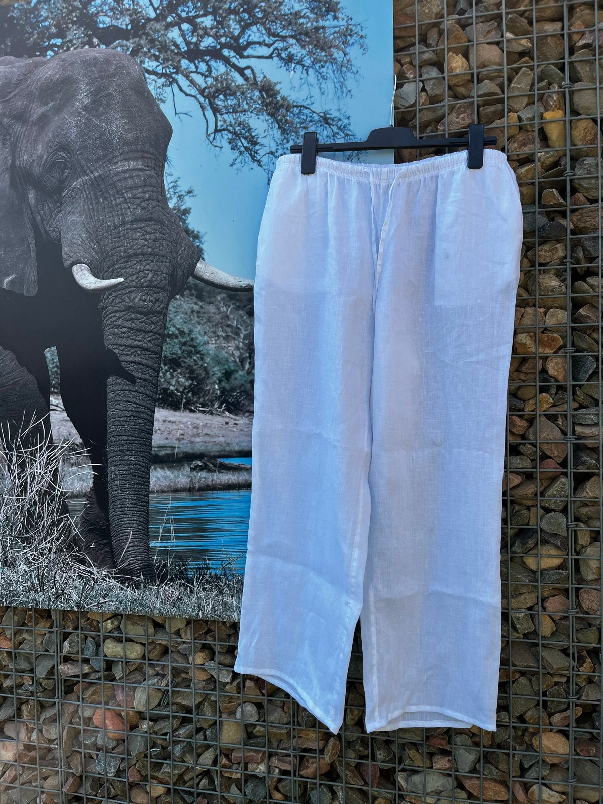 Witte linnen broek H&M, maat L, Wit, Maat 42/44 (L), Ophalen of Verzenden, Lang