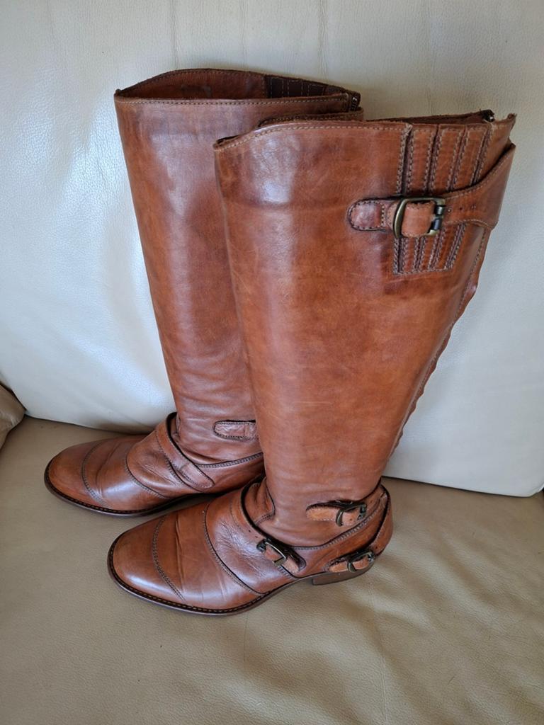 Belstaff Trialmaster 55 Lederen Laarzen Cognac Bruin Maat 38, Ophalen of Verzenden, Bruin, Hoge laarzen