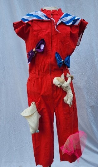 Gave clowns jumpsuit maat S/M - Carnaval, Carnaval, ., Ophalen of Verzenden, Zo goed als nieuw