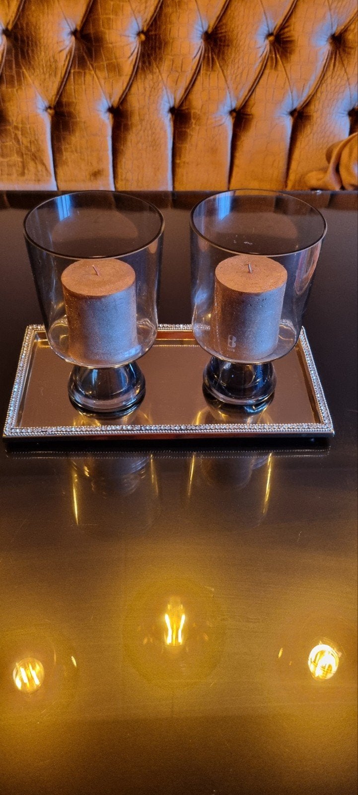 windlichten met 2 gouden kaarsen, Ophalen of Verzenden