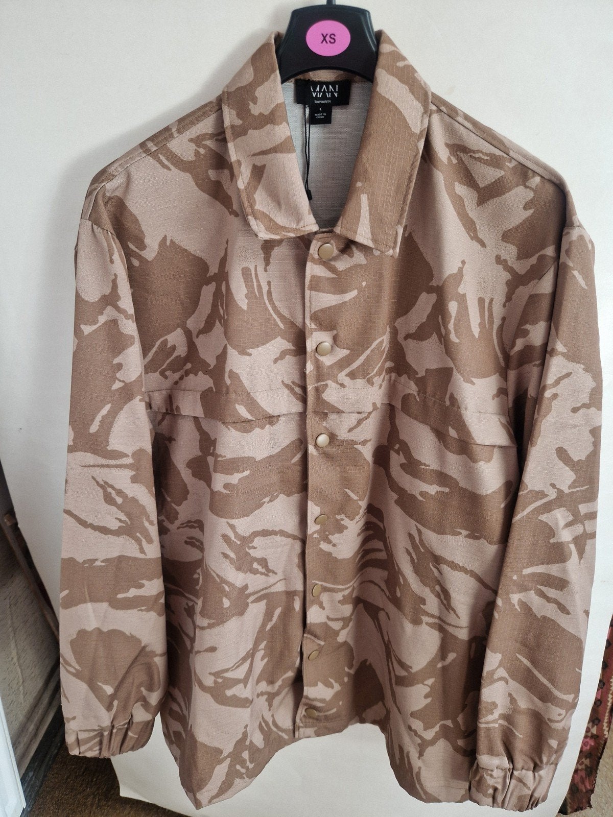 Heren overhemd blouse camouflage maat L, Ophalen of Verzenden, Zo goed als nieuw, Beige, BoohooMAN