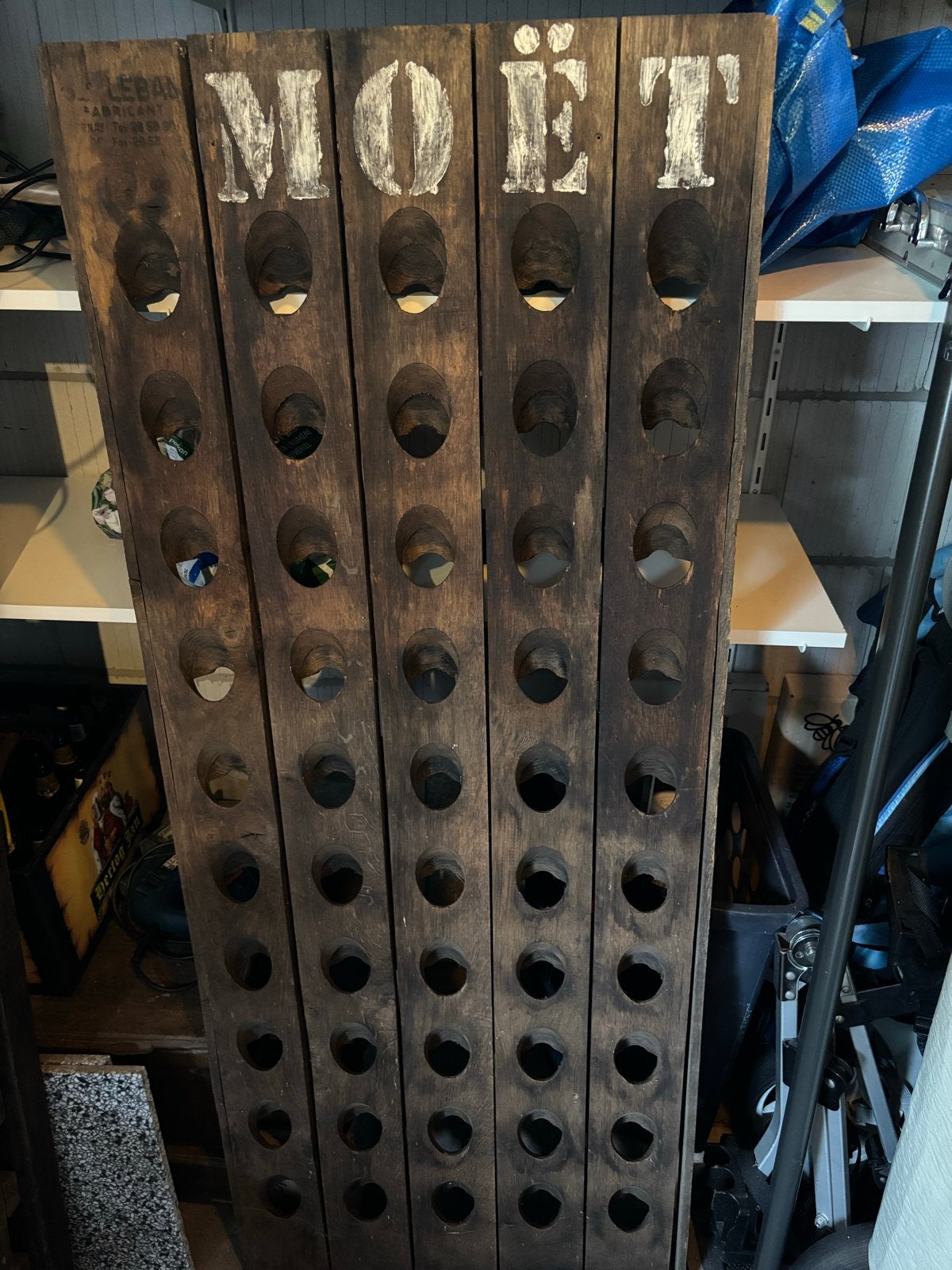 Vintage Moët & Chandon Champagne Rek, Huis en Inrichting, Ophalen, Gebruikt, 25 flessen of meer, 75 – 100
