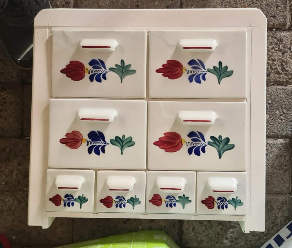 Boerenbont ladekast, kruidenkast, Huis en Inrichting, Overige typen, Ophalen of Verzenden, Zo goed als nieuw, Aardewerk