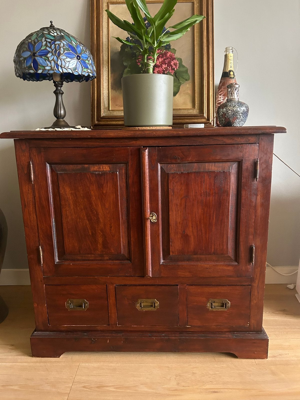 Teakhouten dressoir met lades en deuren, Huis en Inrichting, Ophalen, Gebruikt, Teakhout, 50 tot 100 cm