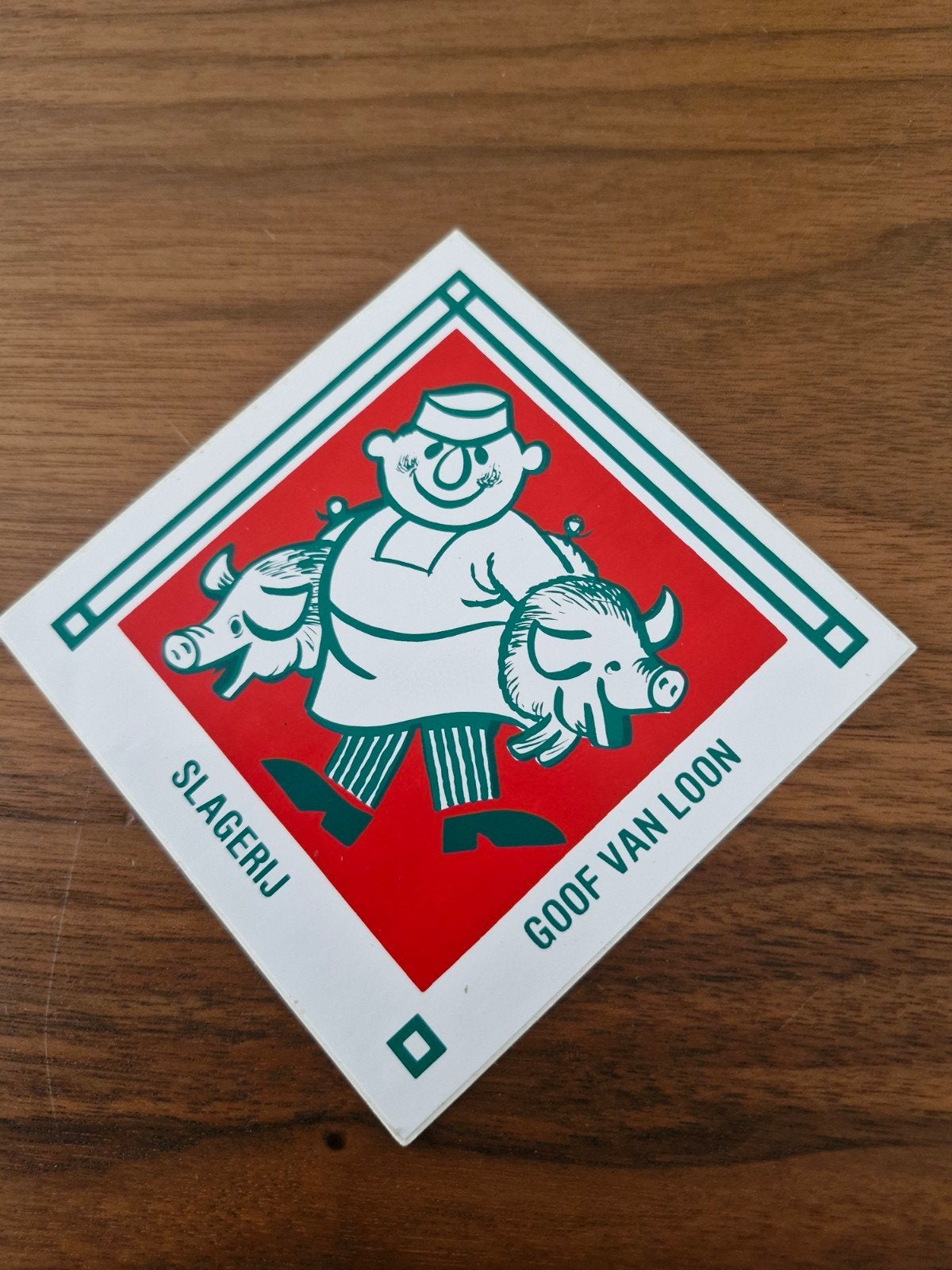 9102 Vintage Slagerij Goof van Loon Sticker, Ophalen of Verzenden, Gebruikt, Bedrijf of Vereniging