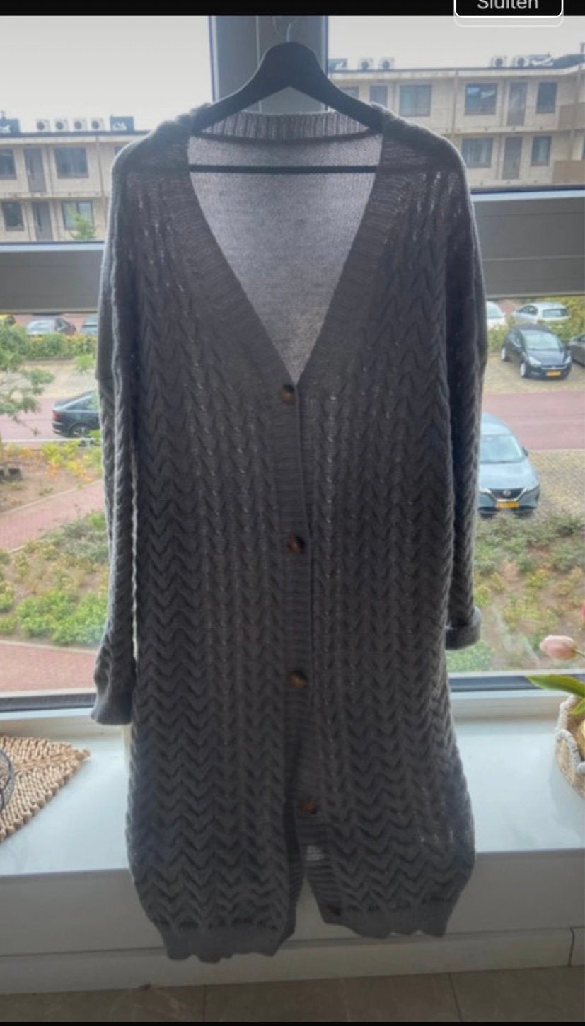 Zgan lang grijs vest maat 48, Ophalen of Verzenden, Zo goed als nieuw, Grijs, Trui of Vest