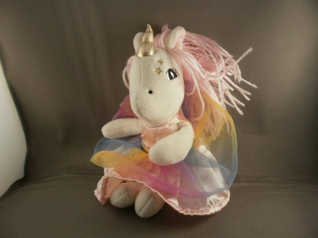 H&M unicorn eenhoorn met gekleurd patico roze jurkje en roze, Overige karakters, Nieuw, Ophalen of Verzenden, Wasbaar