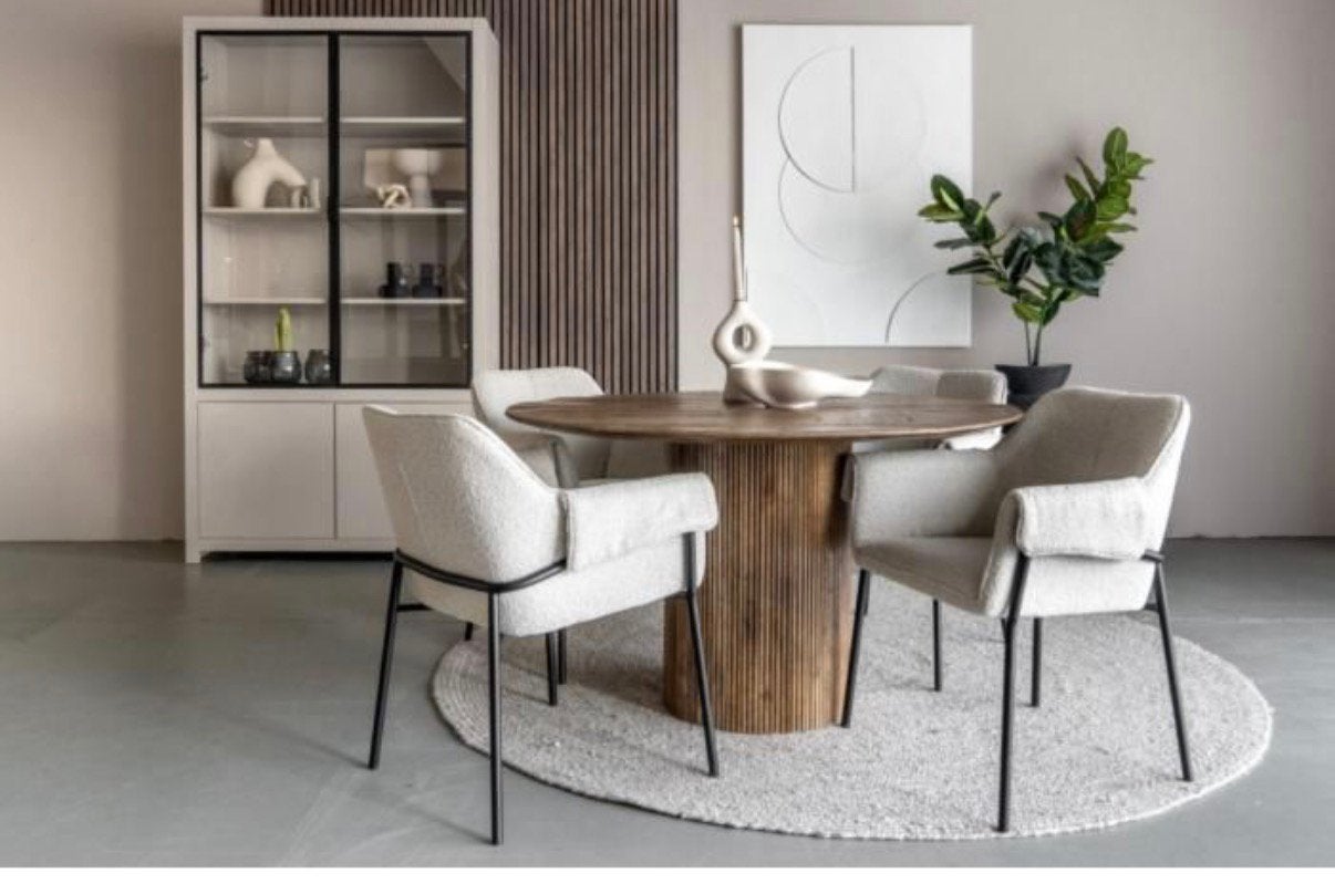 Eetkamertafel Japandi Zen Lifestyle 130cm, Ophalen, Japandi, Rond, Zo goed als nieuw