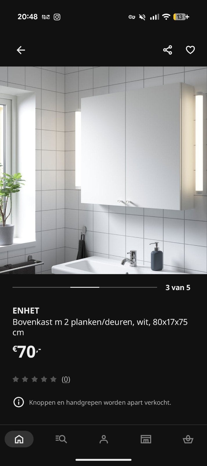 IKEA ENHET Bovenkast met 2 planken/deuren, wit, Ophalen, Zo goed als nieuw