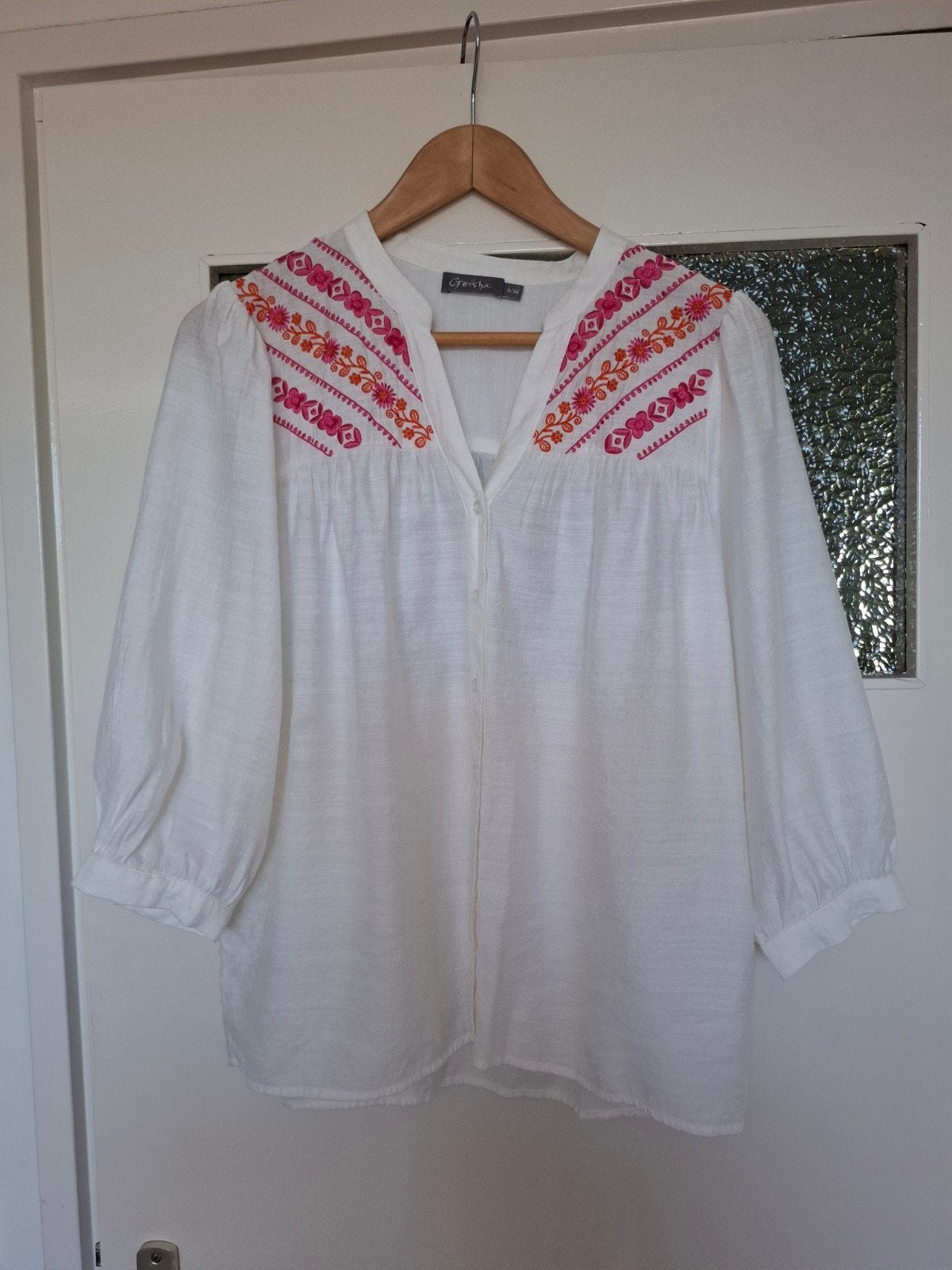 Blouse Geisha mt 36, Kleding | Dames, Geisha, Wit, Ophalen of Verzenden, Zo goed als nieuw