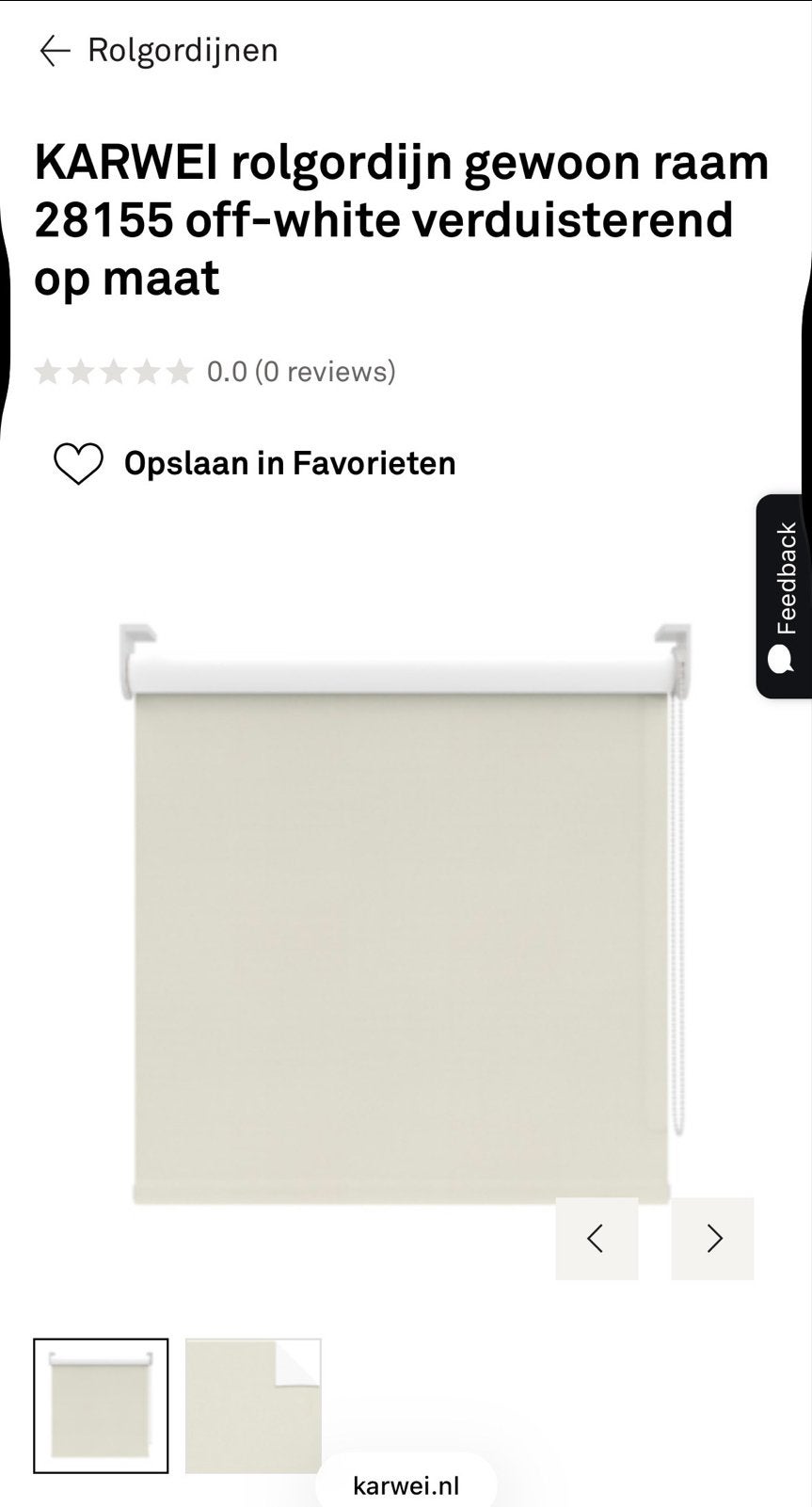 KARWEI Rolgordijn 28155 Off-white Verduisterend op Maat, Ophalen, Verduisterend, Karwei, Nieuw