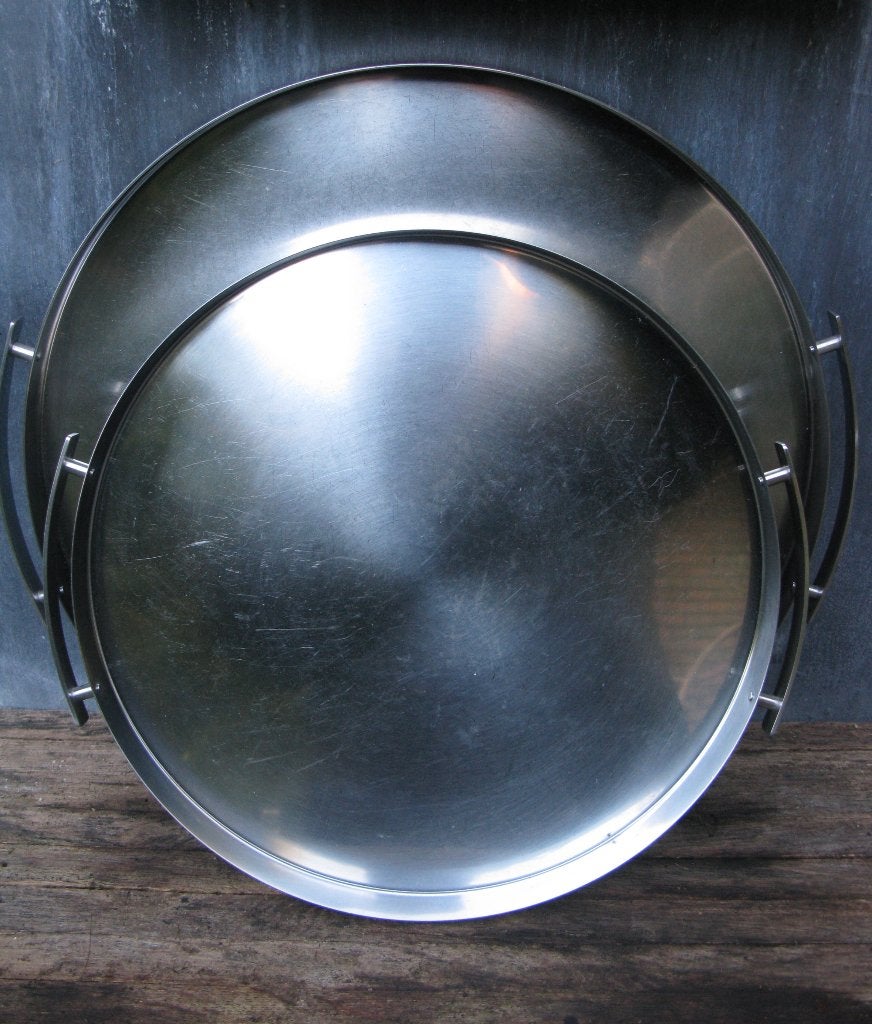 2X STELTON DIENBLAD CYLINDA LINE ARNE JACOBSEN, Ophalen of Verzenden, Gebruikt, Metaal, Zilver