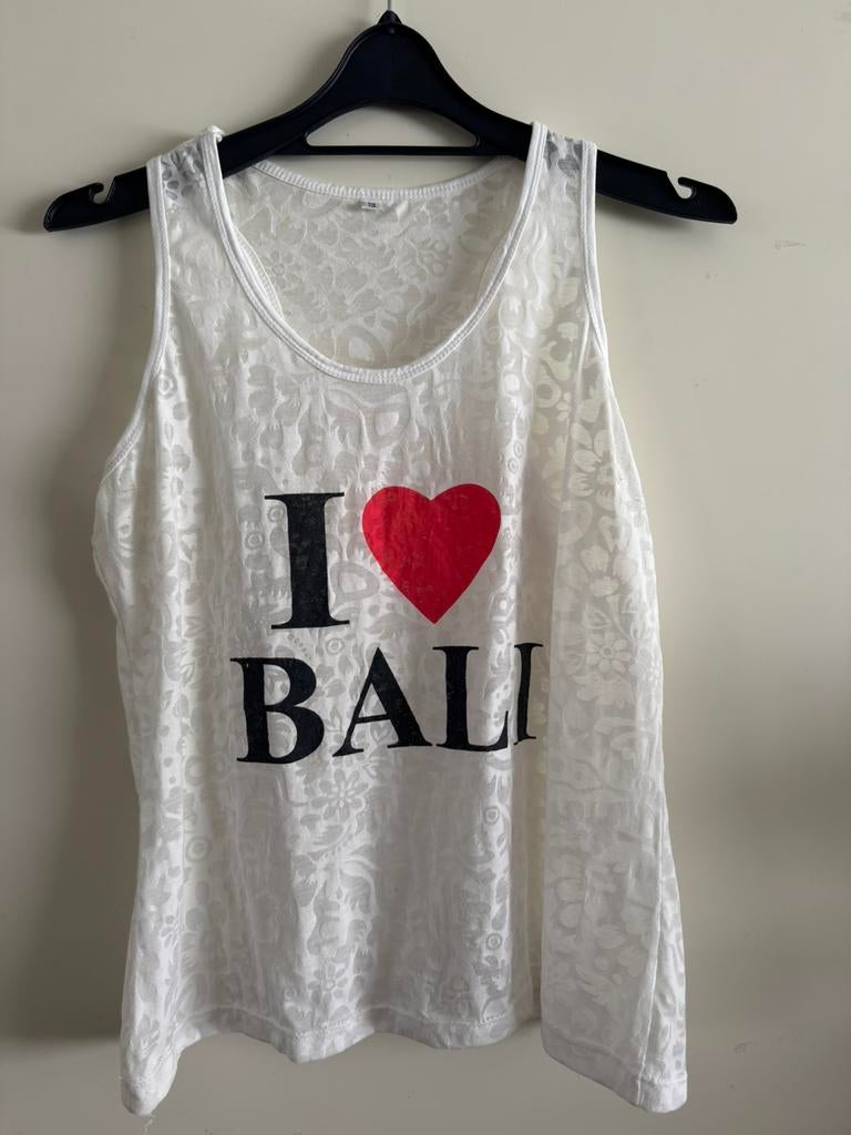 Vrolijk Zonnehemdje I love Bali, Maat 38/40 (M), Wit, Ophalen of Verzenden, Zonder mouw