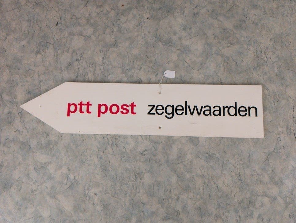 PTT Bord/pijl, zegelwaarden, Ophalen of Verzenden, Reclamebord