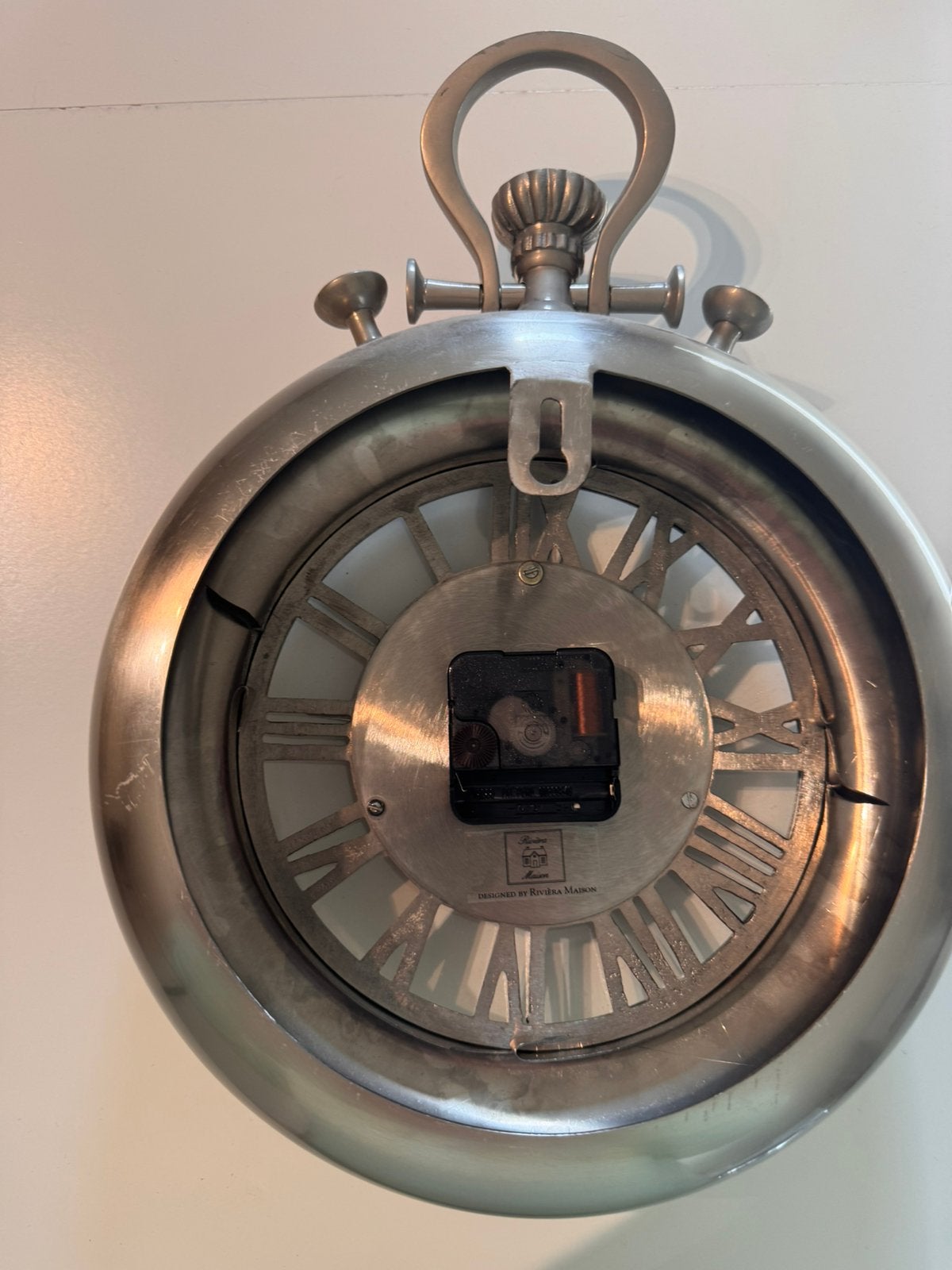 Rivièra Maison Times Square wandklok – industrieel/vintage, Ophalen, Zo goed als nieuw, Analoog, Wandklok