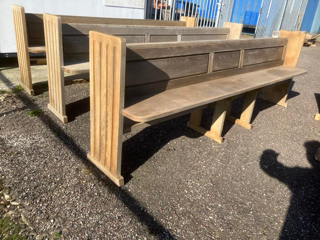 Eiken bank 263 cm breed   Op voorraad, Ophalen, Zo goed als nieuw, Rechthoekig, 125 cm of meer