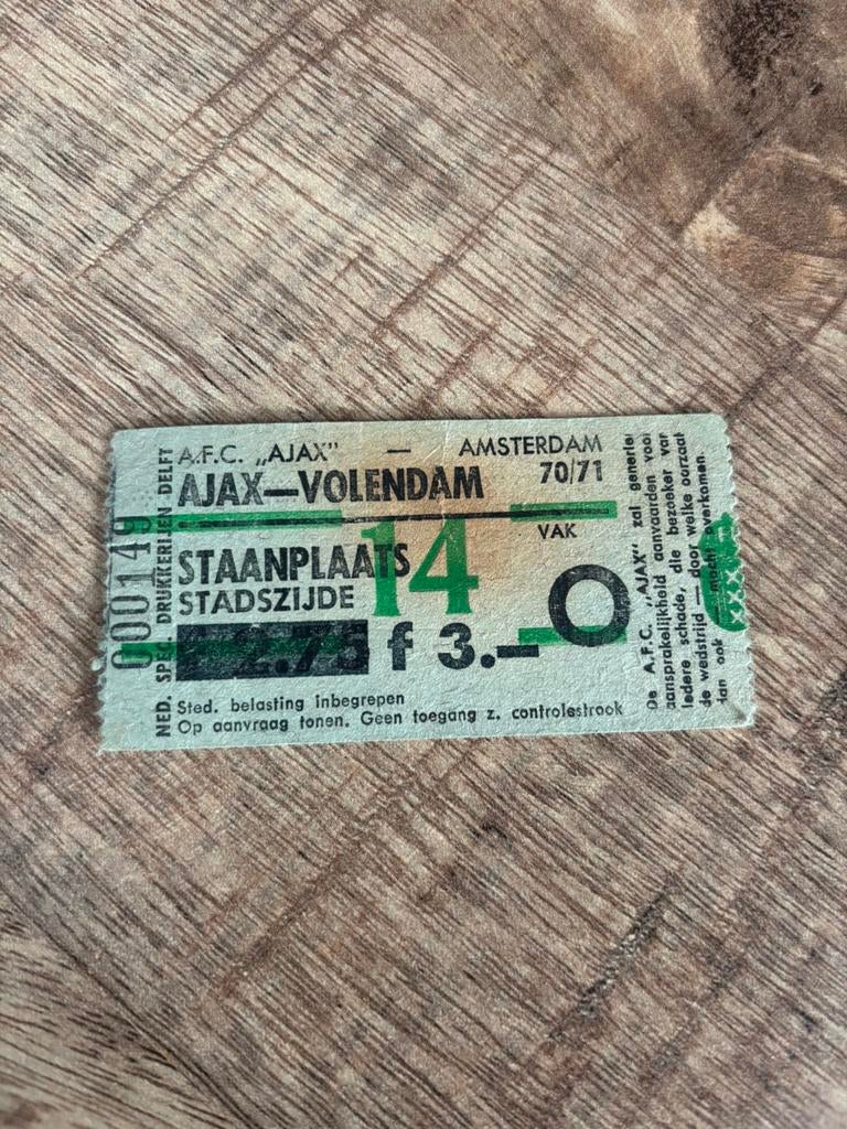 Ajax - FC Volendam ticket 1970/1971, Verzamelen, Ophalen of Verzenden, Ajax, Overige typen