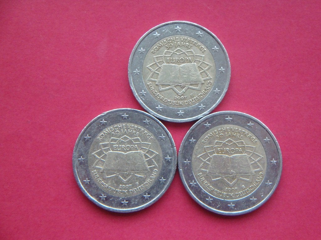 Duitsland setje 2 Euromunten Verdrag van Rome 2007., Verzenden, Duitsland, 2 euro, Setje