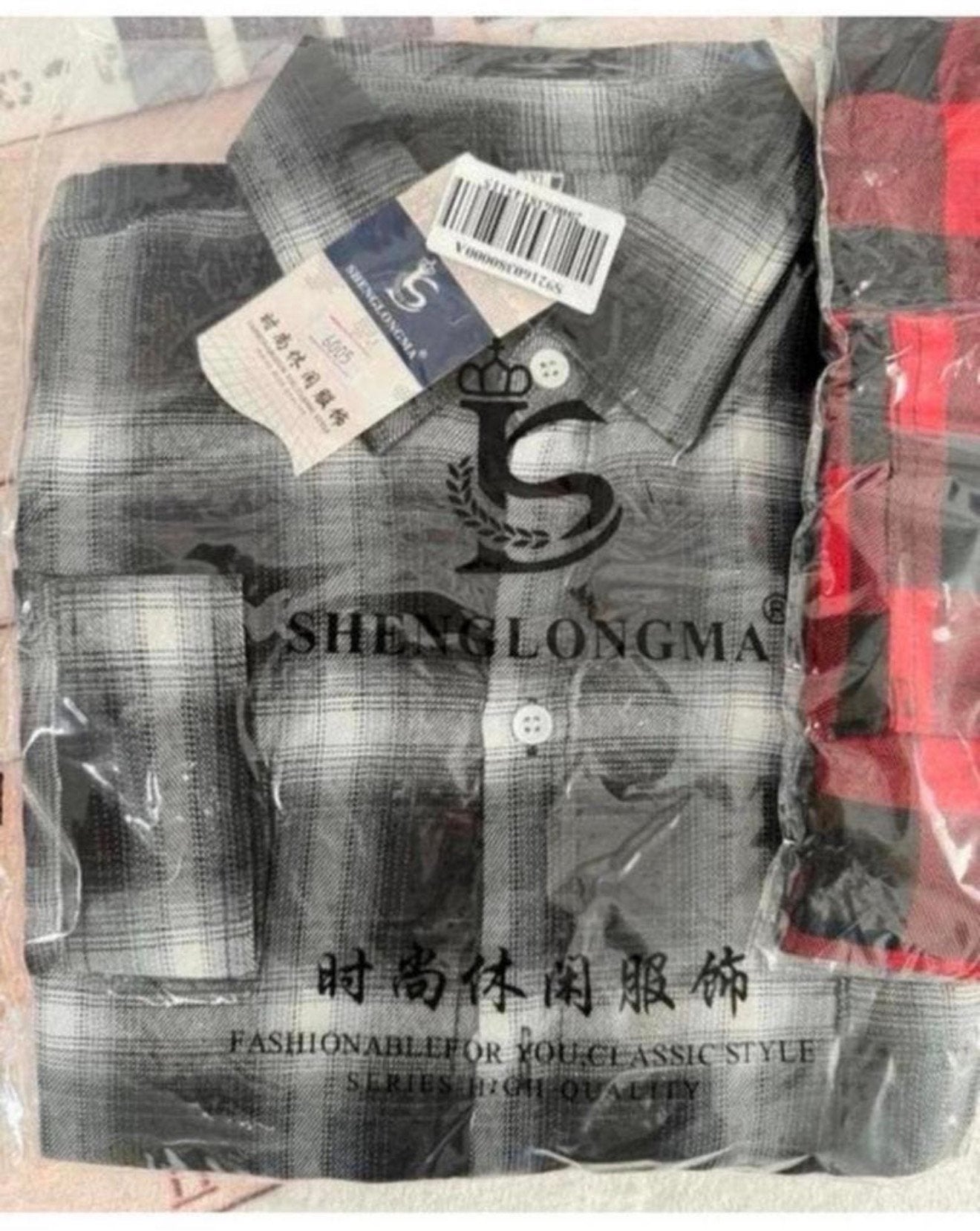 Shenglongma Overhemd Blouse 2XL 3XL rood grijs lange mouwen, Overhemd, Nieuw, Ophalen of Verzenden, H