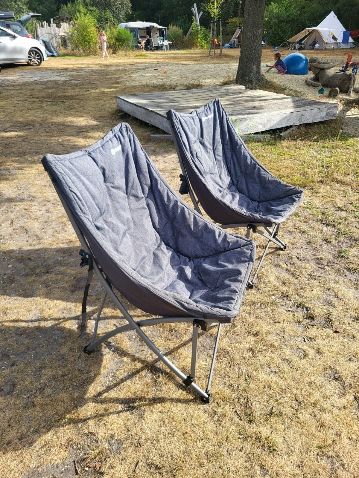 2 Outwell Tally Lake campingstoelen - zgan, Ophalen, Zo goed als nieuw, Campingstoel