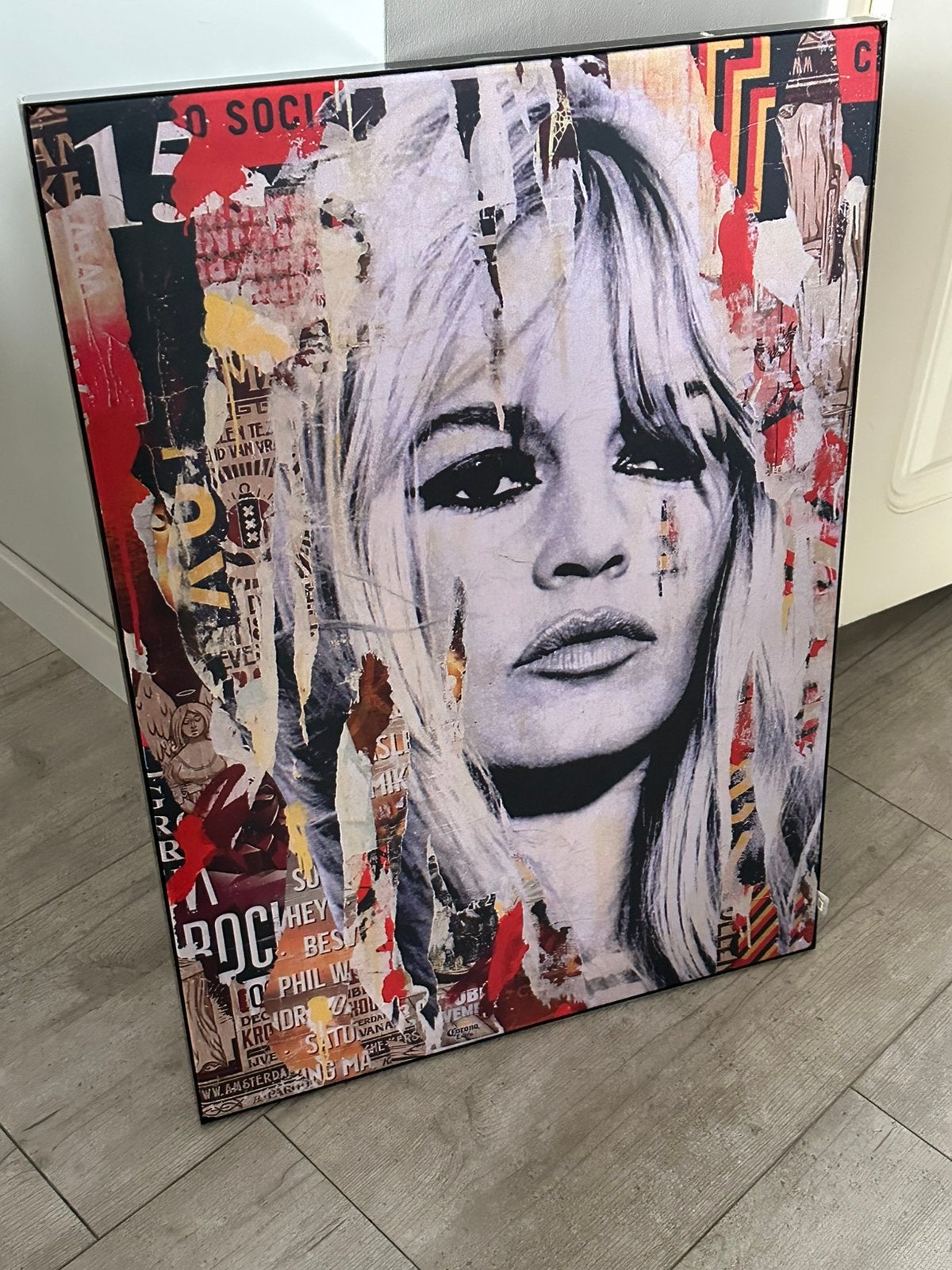 Brigitte Bardot schilderij op akoestisch doek, 70x50cm, Ophalen, Textiel, Overige technieken, Portret