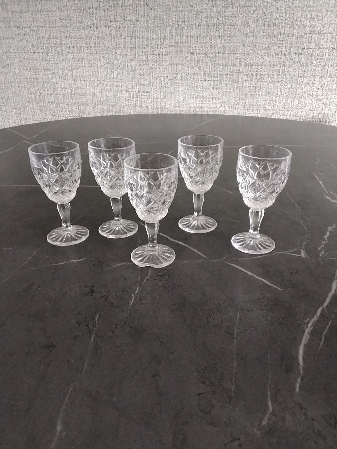 Set van 5 kristallen likeurglazen, Ophalen