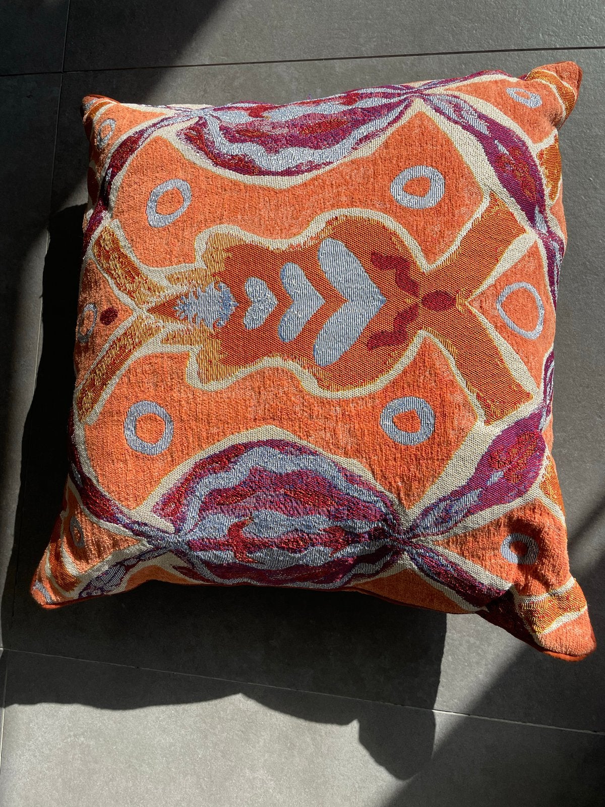 Sissy-Boy Jacquard Kussen Oranje 60x60 cm, Huis en Inrichting, Woonaccessoires | Kussens, Overige merken, Met print, Vierkant