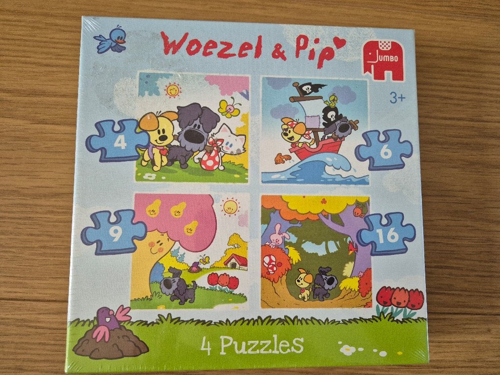 Puzzels Woezel & Pip 4-in-1 (nieuw), Kinderen en Baby's, Ophalen of Verzenden, Minder dan 10 stukjes, Nieuw, 2 tot 4 jaar