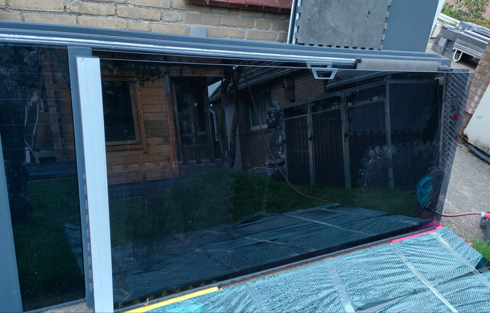 Glazen schuifwanden compleet 220x103. Getint veiligheidsglas, Ophalen, 160 cm of meer, Glasplaat, Veiligheidsglas
