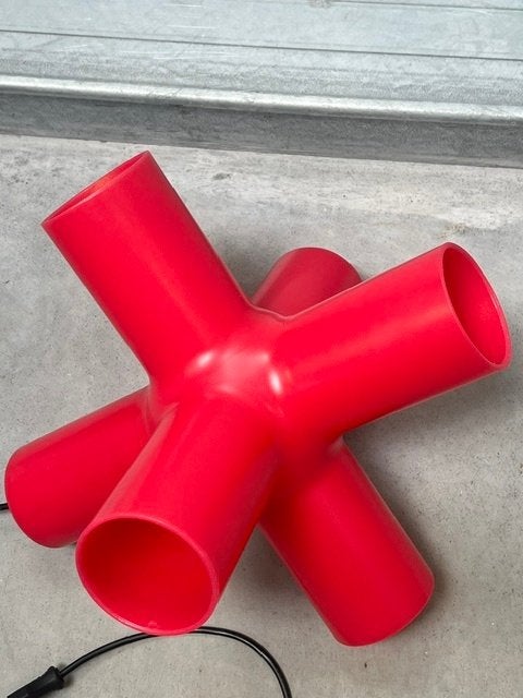 Crosslight tafellamp rood retro design jaren 90 vloerlamp, Met schakelaar, Overige merken, Kunststof, .