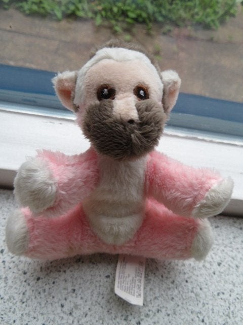 Doodshoofdaapje aapje Petjes World dierentuin Apenheul roze, Korrelvulling, Ophalen of Verzenden, Zo goed als nieuw, Roze