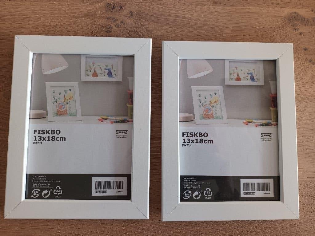 2 witte fotolijsten lijsten wit ikea fiskbo 13 x 18 cm zgan, Huis en Inrichting, Ophalen of Verzenden, Zo goed als nieuw, Fotolijst