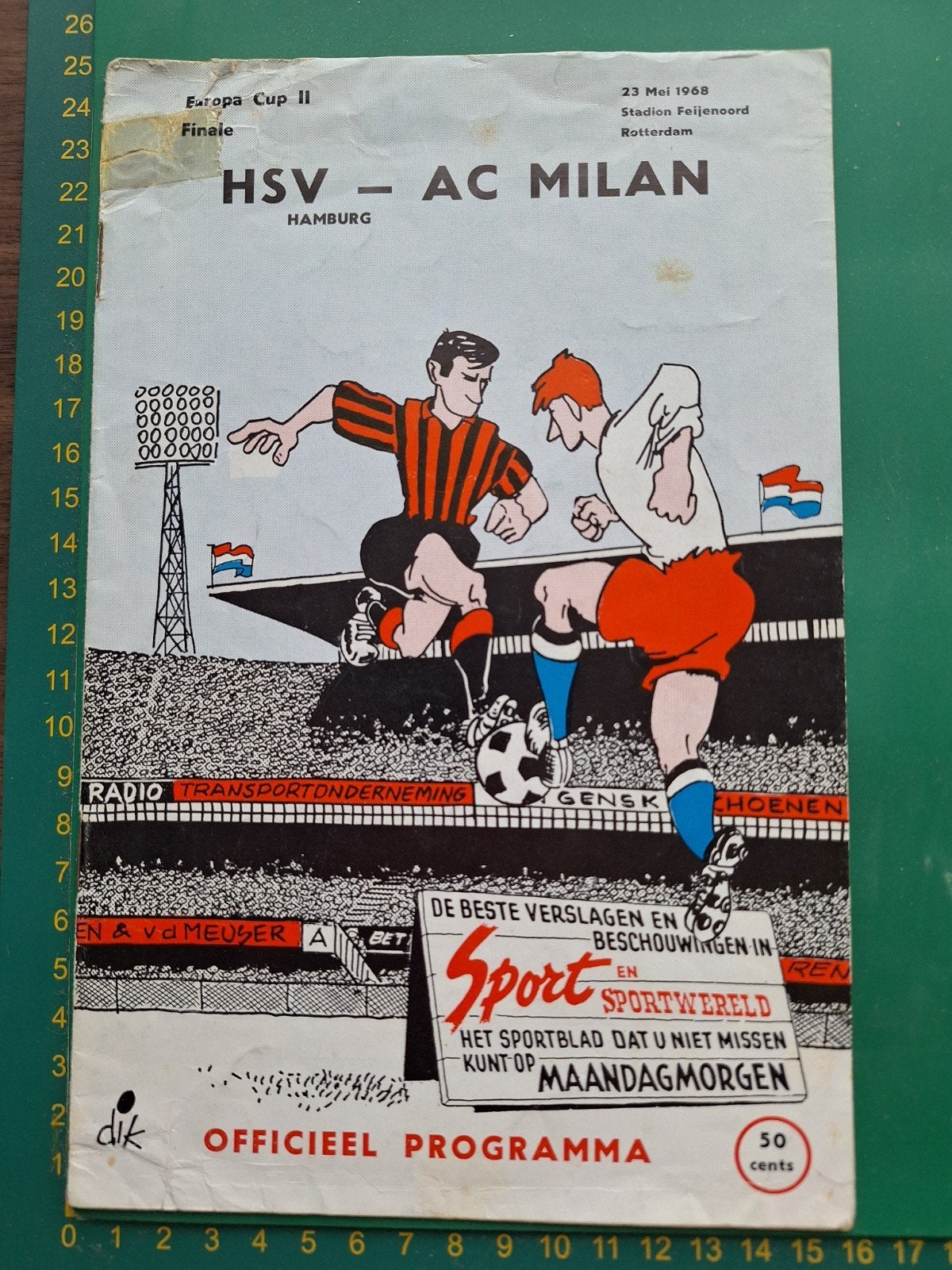 Programma Europa Cup II Finale 1968 HSV - AC Milan, Verzenden, Gebruikt, Buitenlandse clubs, Boek of Tijdschrift