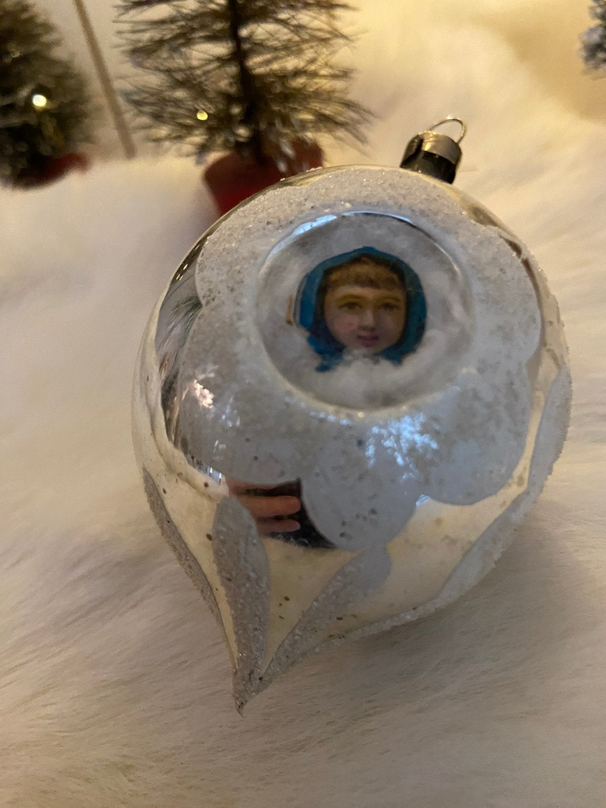 Vintage glazen deuk kerstbal, Ophalen of Verzenden, Zo goed als nieuw