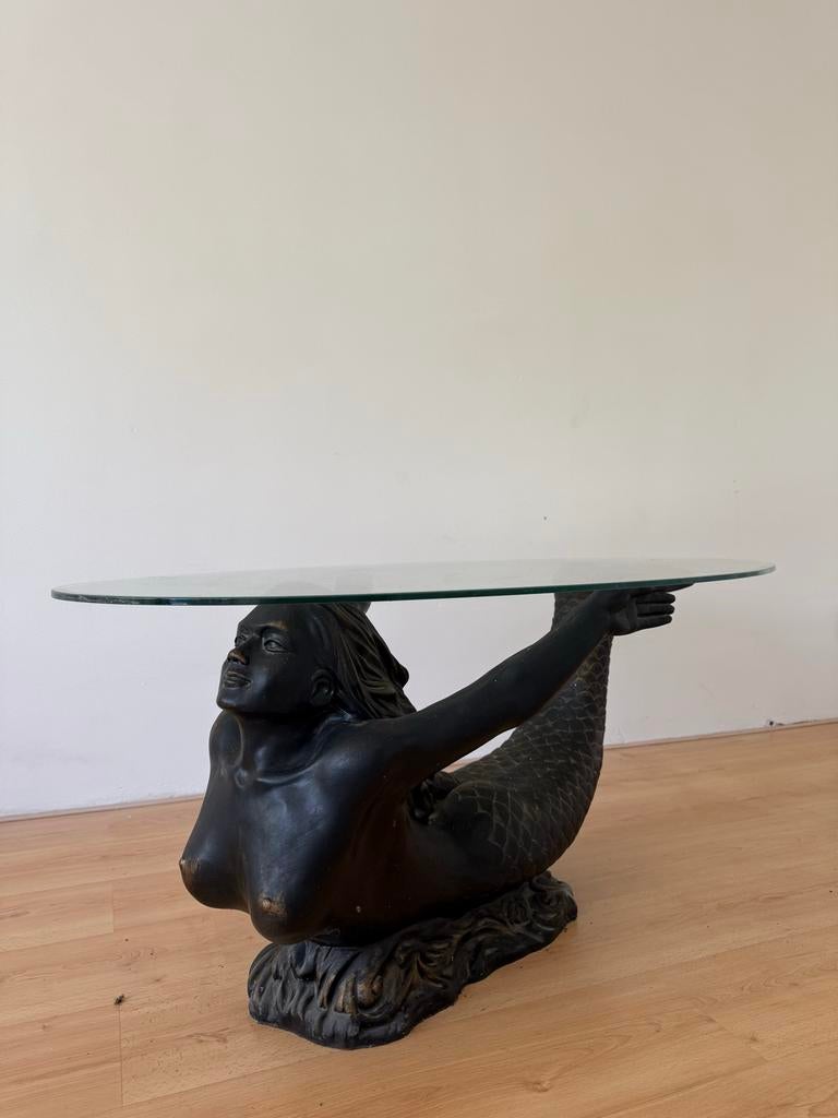 Bijzettafel Zeemeermin met Glazen Blad, Ophalen, Minder dan 45 cm, Gebruikt, Glas