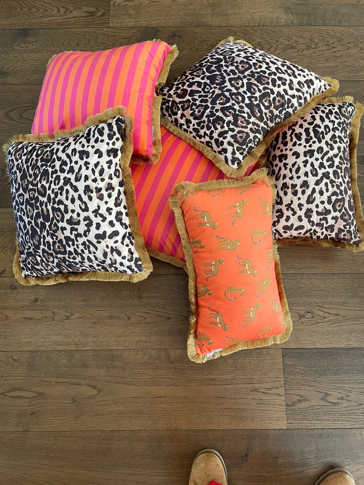 Set van 6 sierkussens met dierenprint, Ophalen, Meerkleurig, Met print, Zo goed als nieuw