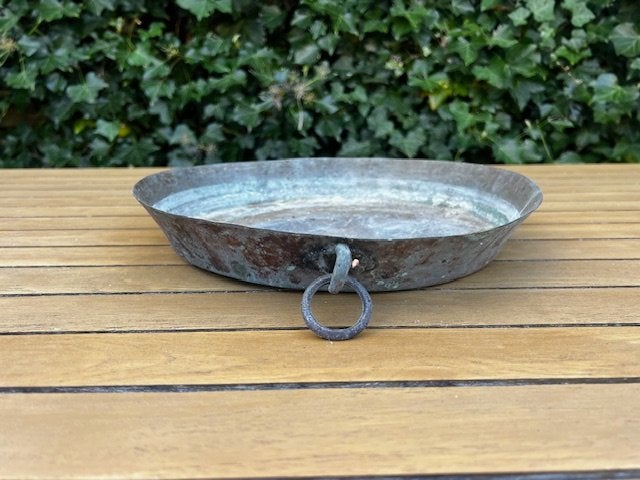 Antieke Koperen Lage Pan / Schaal - 32 cm, Antiek en Kunst, Ophalen of Verzenden, Koper