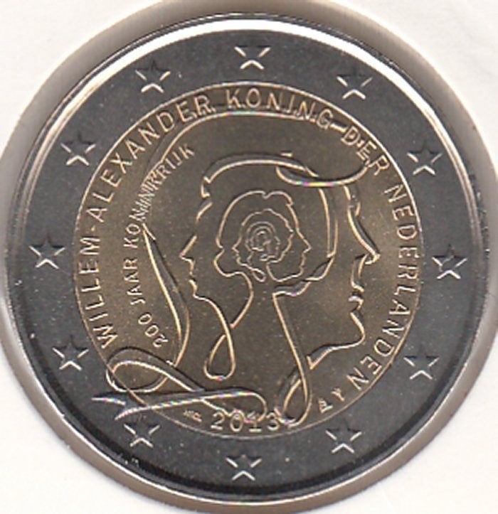 Nederland 2 euro 200 Jaar Koninkrijk 2013 UNC in munthouder, Verzenden, Koningin Beatrix, Euro's, Losse munt